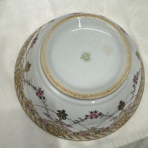 Antike handbemalte Nippon Moriage Gold vergoldet Porzellan 10" Schüssel. Frühling Ostern - Bild 8 von 10