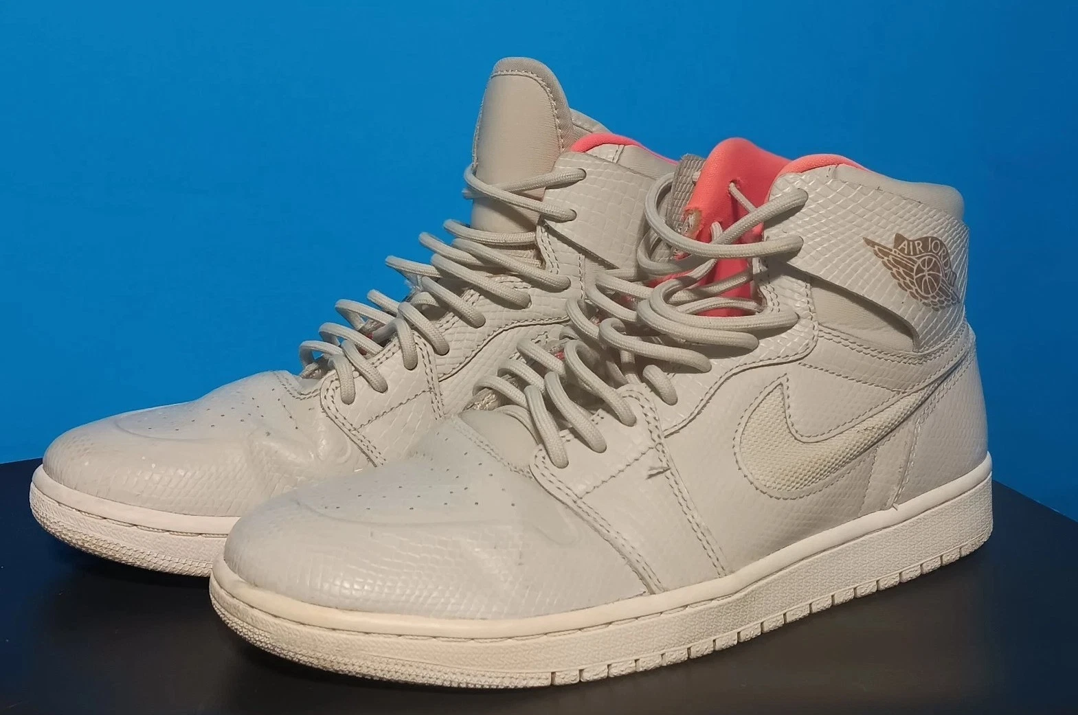 Air Jordan 1 Nouveau High Medium Beige Pelle Bianco 819176 050 Uomo Taglia 9