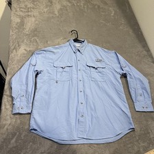 Columbia PFG Bahama Shirt Mens Large Blue Performance Fishing Vented Shirt