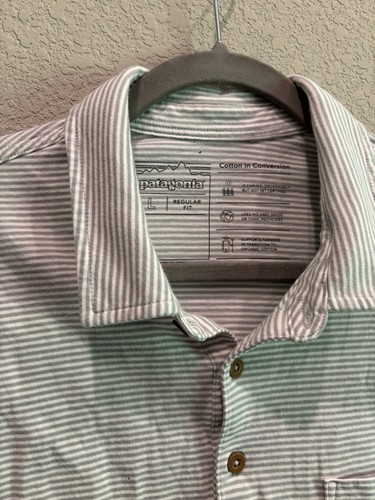 Patagonia Gray Striped Collared Polo Shirt Men’s L  - Bild 3 von 5