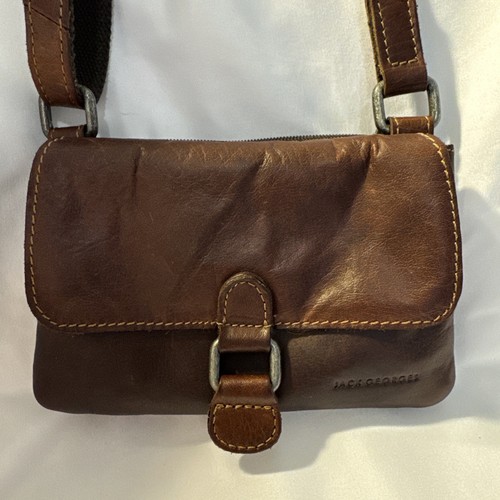 Jack Georges Voyager Dark Brown Leather Crossbody Bag