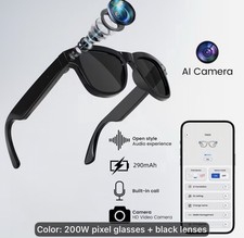 AI Camera FG03 Smart Glasses with Built-In Camera, Black Frame & Lenses