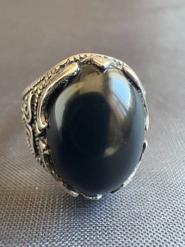 925 Sterling Silver Ring Black Zircon Ring Handcrafted Silver Ring Size 9.5 US - Picture 2 of 10