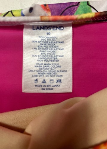 Lands End Girls Sz 10 Tankini + Skirted Bottom 2-Piece Swimsuit Set Colorful! - Picture 4 of 6