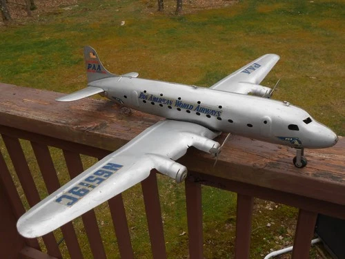 VINTAGE MARX TIN PRESSED STEEL AIRPLANE PAN AM AMERICAN N6519C  PAA