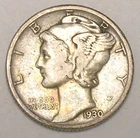 Photo of a 1930-P Mercury Dime from an eBay listing that sold on Jul 22, 2026