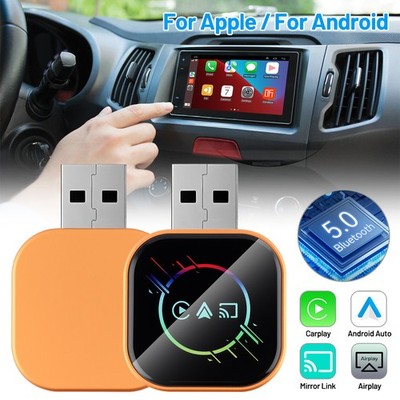 4-in-1 Wireless CarPlay Adapter Orange Android Auto AirPlay Mirror Link USB C