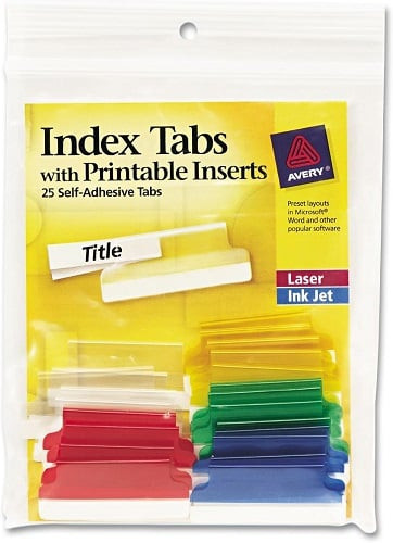 Index Tabs w/Printable Inserts 1.5in Assorted 25/PK - 20EA - Picture 1 of 1