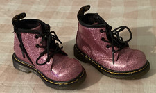 Dr Martens Infant 1460 Glitter I Combat Boots Pink Sz 6