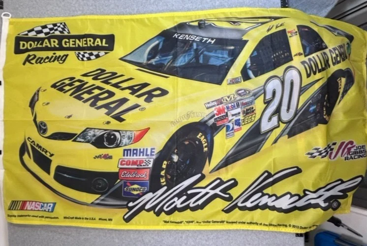 Bandera MATT KENSETH NASCAR #20 dólar amarillo general 3 x 5 pies carreras hecha en EE. UU. Foto 3 de 4