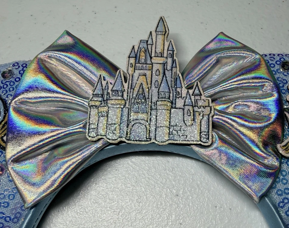 Disney Girls Cinderella Princess Minnie Mouse Ears Blue Hair Band - Image 3 of 4