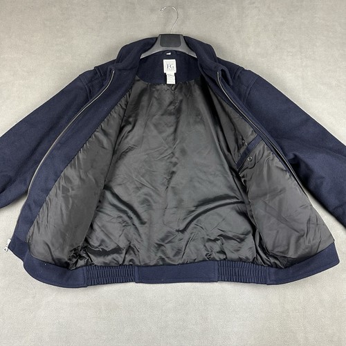 Vintage Field Gear Bomber Jacket Mens Large Blue Wool Coat Full Zip Lined GUC - Picture 3 of 17