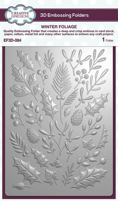 Creative Expressions - Winterlaub 5 x 7 in 3D Prägefolder