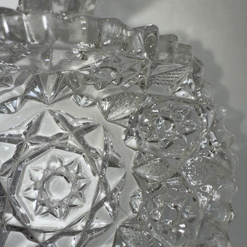 Glass 1915 Fostoria "American" 3-Cornered Handle Nappy Dish Crystal Vaseline - Imagen 6 de 14