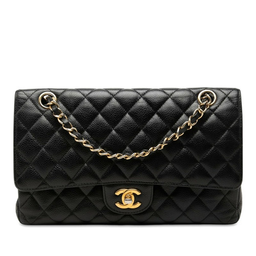 Chanel Matelasse Coco Double Flap Chain Shoulder Bag Black r0_1004