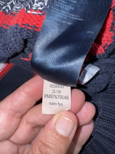 Tommy Hilfiger Suéter Cableknit XL Azul Rojo Blanco Rayas Tejido Manga Larga LNC - Imagen 6 de 9