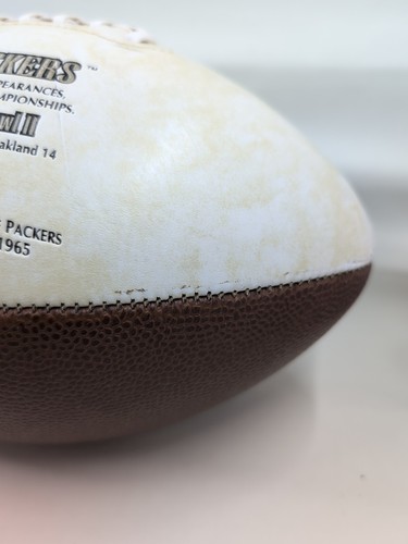 Green Bay Packers Limited 20,000 Brown White Leather Football Series 2 Superbowl - Picture 9 of 12