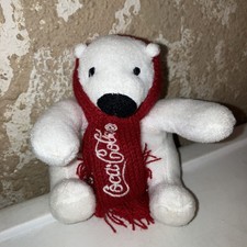 Coca Cola Polar Bear Plush 2022 Coke Mini Red Scarf