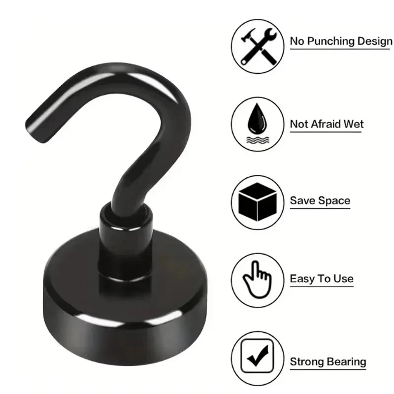 6/12PCS Magnetic Hooks 8kg Strong Magnets Hook for Home Kitchen Travel Cruise