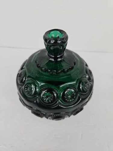 LE Smith Glass Moon & Star Greenbrier Covered Candy Dish Compote #2 MCM VTG 6" - Picture 2 of 11