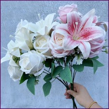 Spring Color Bouquet: 9-Stem Mixed Roses  Lilies with Roses - Fresh Cut