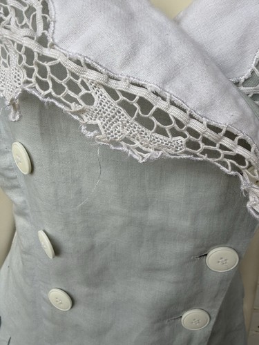 VTG Nancy Johnson Dress Lace Collar Drop Waist Halter Open Back Cottage Size 6 - Picture 4 of 15