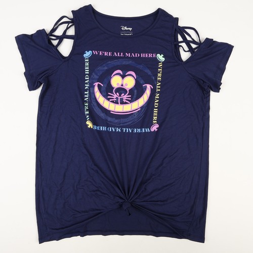 Disney Her Universe Cheshire Cat Damen 2 Shirt Top Cutout Schultern blau - Bild 1 von 7