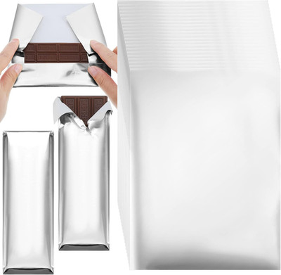 200 Pcs Silver Chocolate Bar Wrappers Bulk with Thick Paper Backing 7.5 x 6 Inch