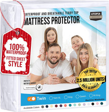 Waterproof Mattress Protector Twin Size, Premium 200 GSM Terry Mattress Cover, S