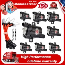 8 Set Round Ignition Coil and Spark Plug Wire For GMC Chevy Silverado 1500 5.3L