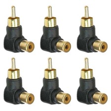 6x RCA Male to Female Right Angle Audio Video Adapter Connector Converter Black