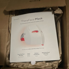 Therabody TheraFace Mask LED Vibrating Device for Face Scalp, White/Red/Blue