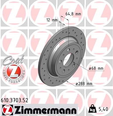 Zimmermann 610.3703.52 Brake Disc for Volvo
