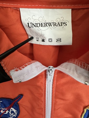MEN'S- SPACE SUIT EXPLORER ASTRONAUT COSTUME Preowned ORANGE- One Size Jumpsuit - Picture 4 of 9
