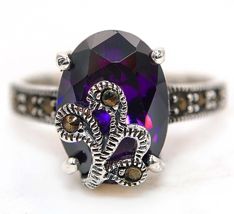 6CT Amethyst 925 Genuine Sterling Silver Ring Jewelry Sz 7 NF1-1