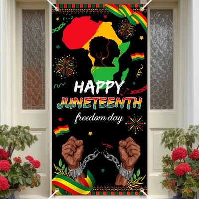 Juneteenth Decorations Happy Juneteenth Door Cover June 19th Freedom Day Banner 