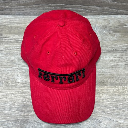 Ferrari Hat Sportsman Red Cap Embroidered Logo Adjustable Strapback Cotton VTG - Picture 6 of 10