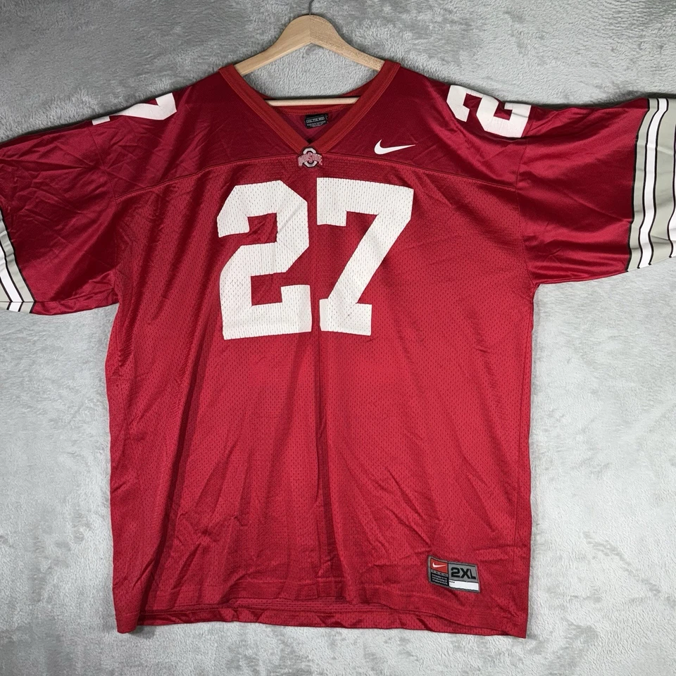 Camiseta de fútbol americano de colección Nike Ohio State Eddie George para hombre 2XL roja #27 NCAA Foto 2 de 4