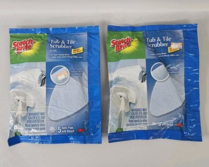 Lot of 2 Scotch Brite Tub & Tile Scrubber With Bleach Refill Pads 5 Count Each