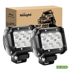 Nilight 18W LED Pod Lights | 2Pc Flood Off Road Driving Fog Lights