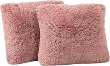 Set of 2 Decorative Throw Pillow Covers 18x18,Fluffy Pillow CoversLuxury Faux Fu