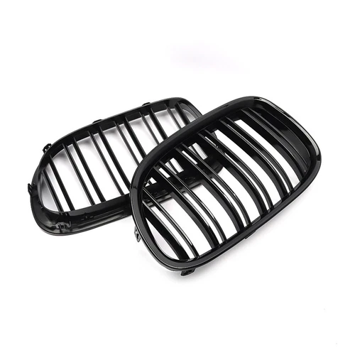 For BMW F01 F02 2009-2015 2Pcs Gloss/Matte Black Dual Slat Front Bumper Grilles - Picture 10 of 17
