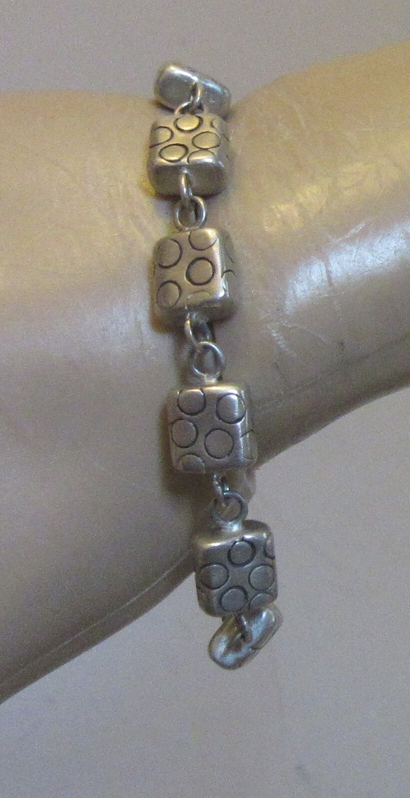 925 Sterling Silver Chunky Dot Pattern Bracelet A… - image 3
