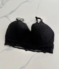 Victoria's Secret PINK Tropical Lace Push Up Bralette Black