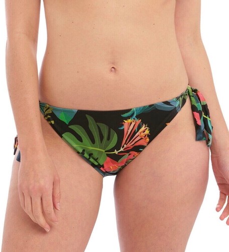 Fantasie Monteverde Bikini Brief Size XS 8 10 Tie Side Black Green Floral 500775 - Picture 1 of 12