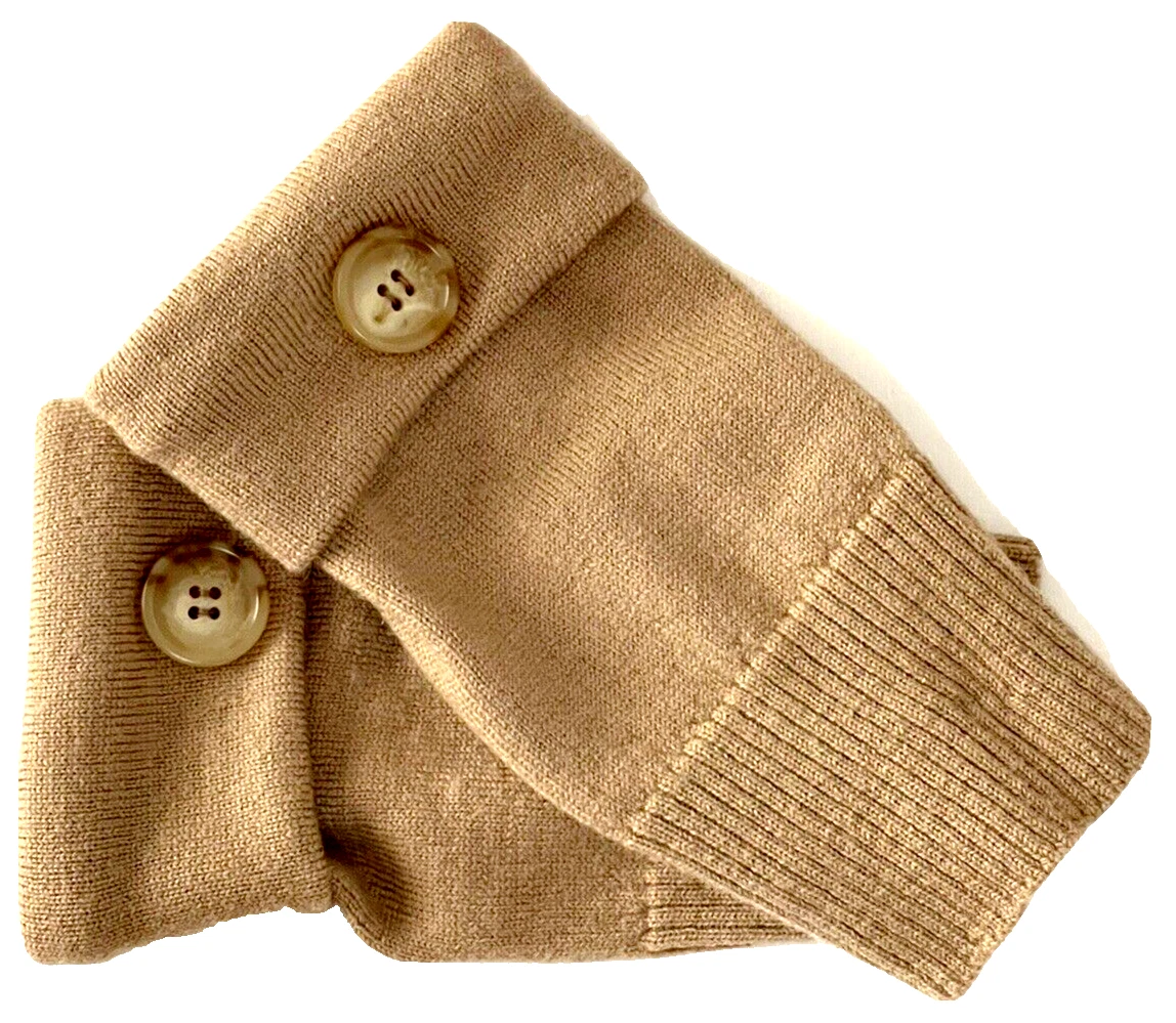 FINGERLESS GLOVES BROWN CAMEL 100% MERINO WOOL S M L SMALL - MEDIUM - LARGE OS
