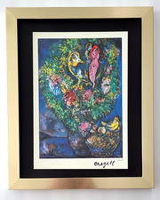 MARC CHAGALL,  1975 BEAUTIFUL SIGNED PRINT MOUNTED AND FRAMED