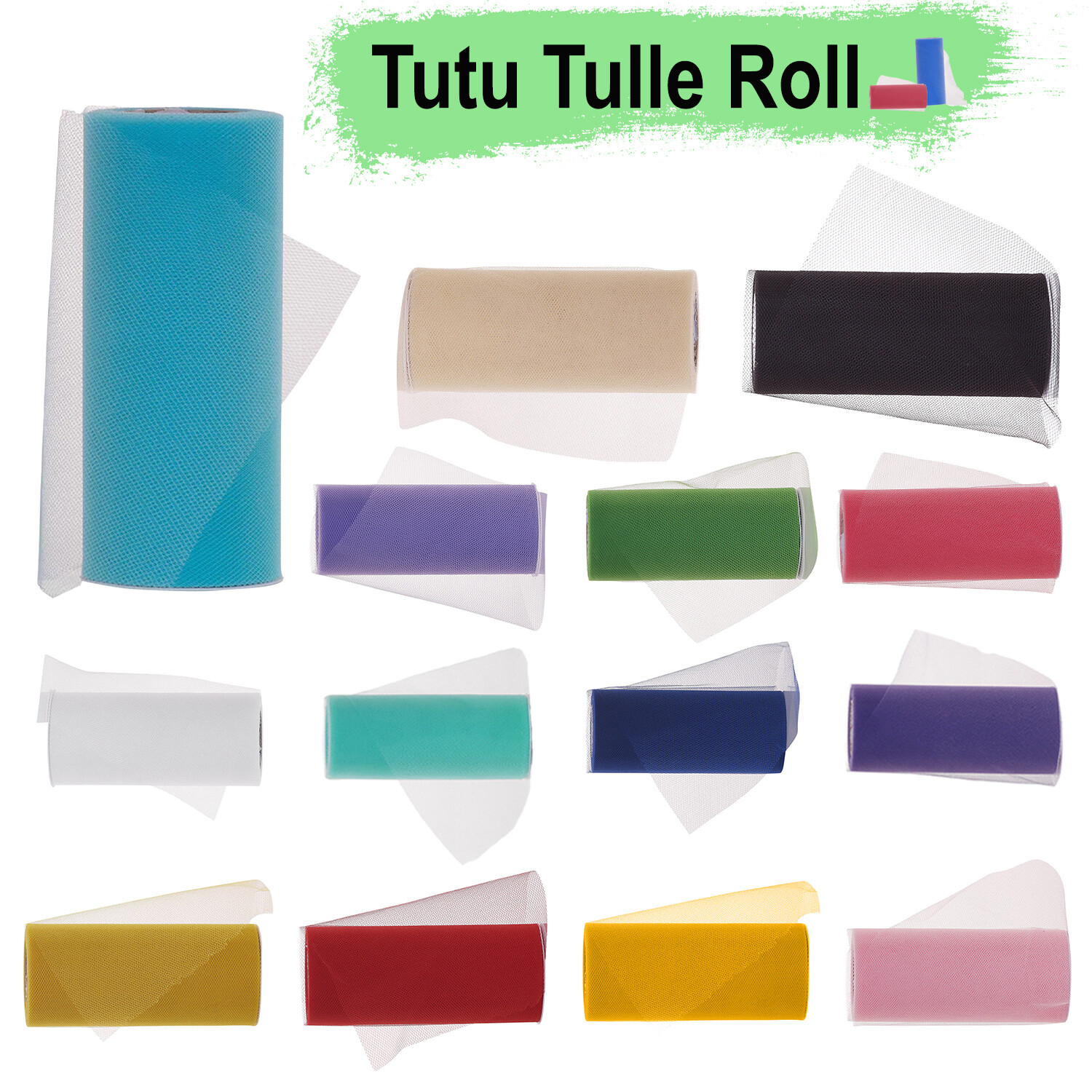 Tul Rollo 1.9m 15.2cm Ancho Tutú Tela Suave Malla Craft Boda Hogar Navidad