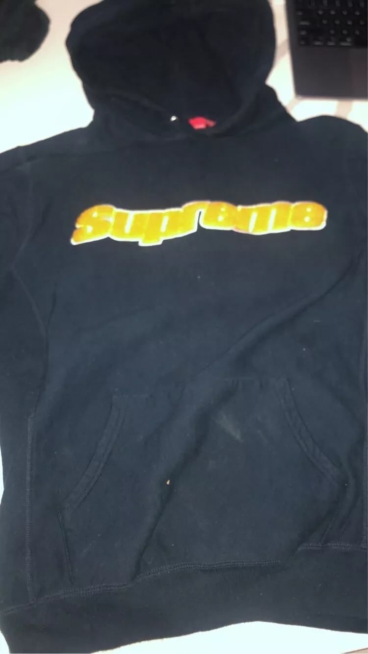 Rare Vintage Supreme Sweat à capuche marine/jaune taille moyenne poids lourd