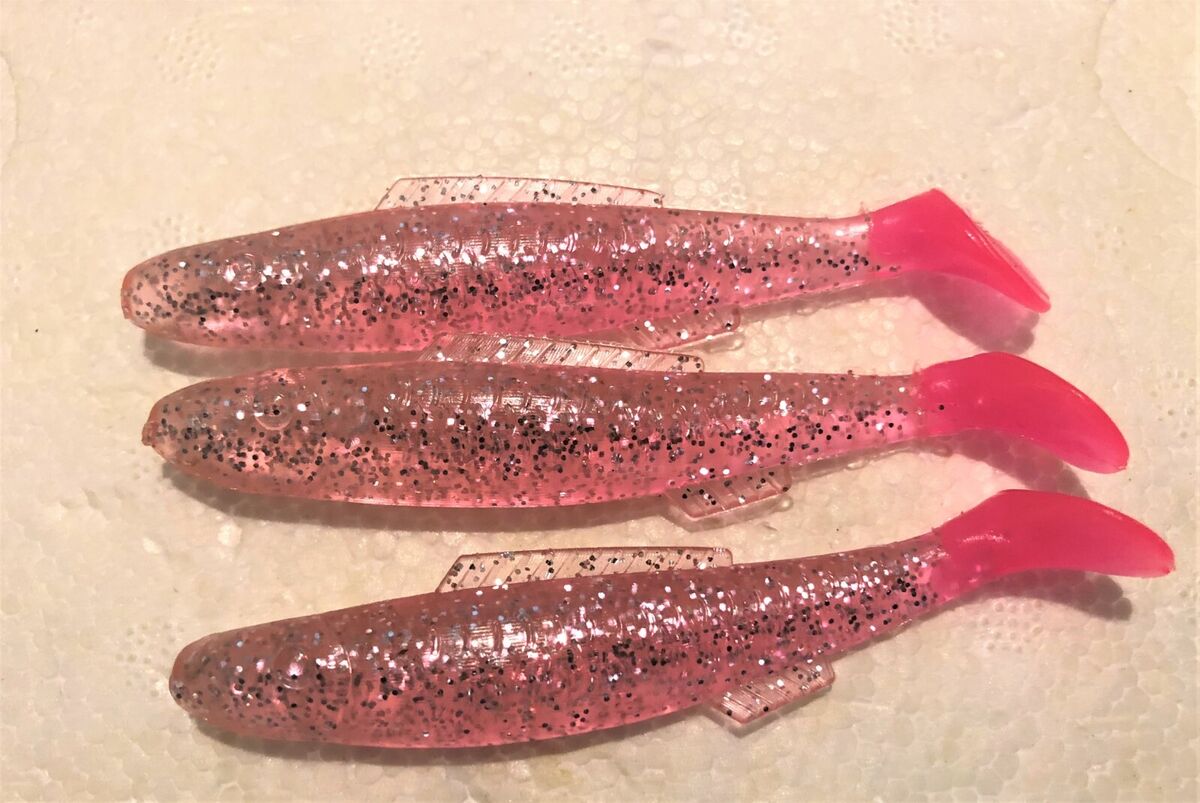 3+ inch *Paddle Tail Swimbait* Pink Flake/Pink Tail (15Pcs)  SALE See  Scans
